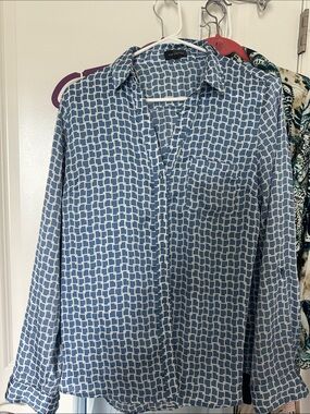 The Limited Blue & White Block Print Button-Down Shirt